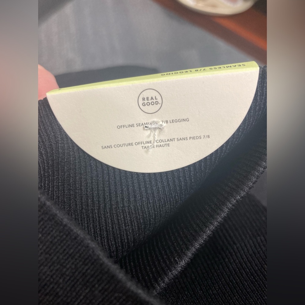NWT women offline by aerie hi-rise seamless 7/8 legging leggings ribbed black l - Picture 16 of 16